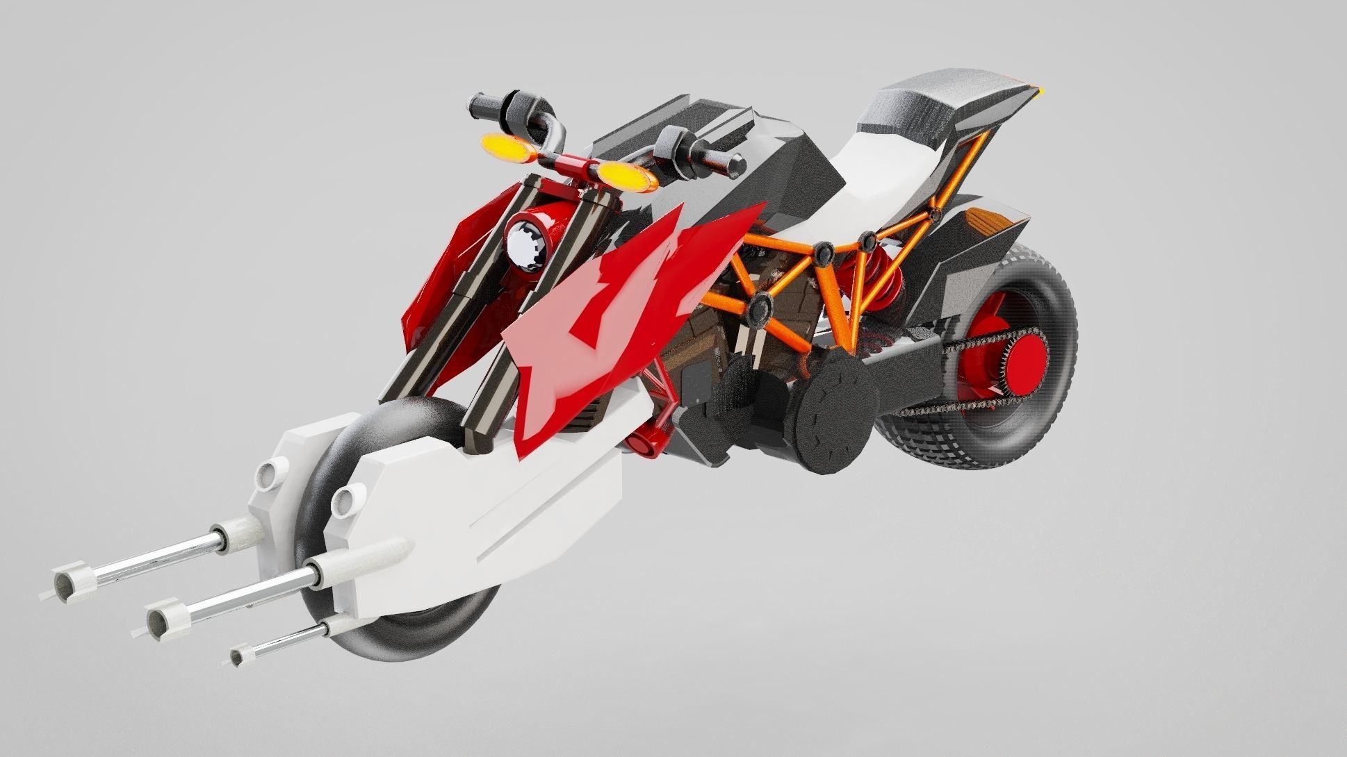 BAT motorcycle 786 cc liquid-cooled V-4 engine Low-poly 3D model_14