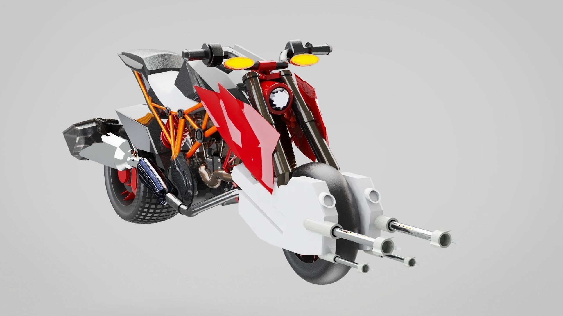 BAT motorcycle 786 cc liquid-cooled V-4 engine Low-poly 3D model_2