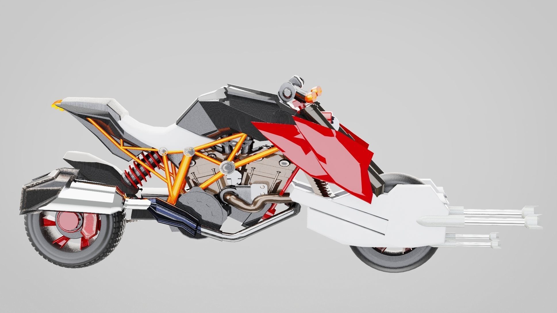 BAT motorcycle 786 cc liquid-cooled V-4 engine Low-poly 3D model_9