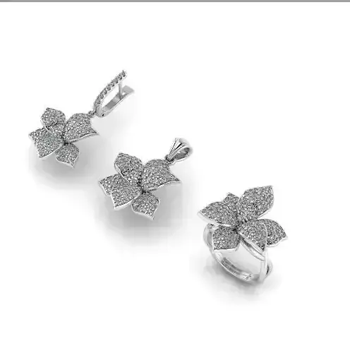 118 Set flower earrings ring pendant
