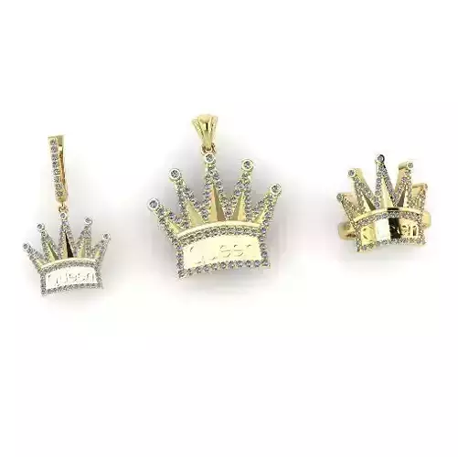 115 Set KING earrings pendant ring