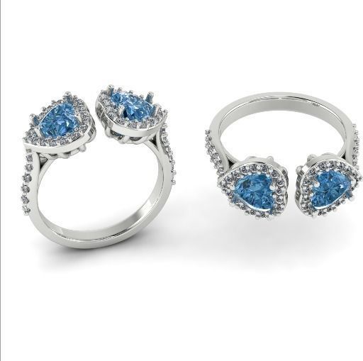 113 Ring with heart stone 3D print model_2