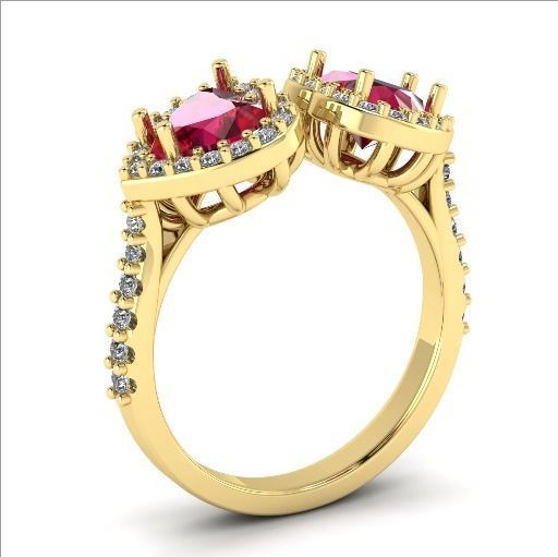 113 Ring with heart stone 3D print model_1