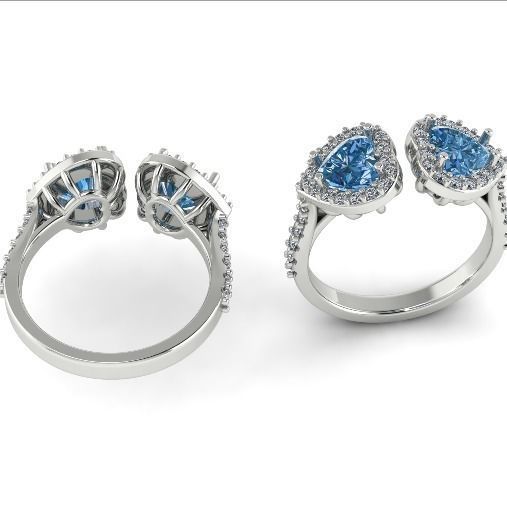 113 Ring with heart stone 3D print model_3