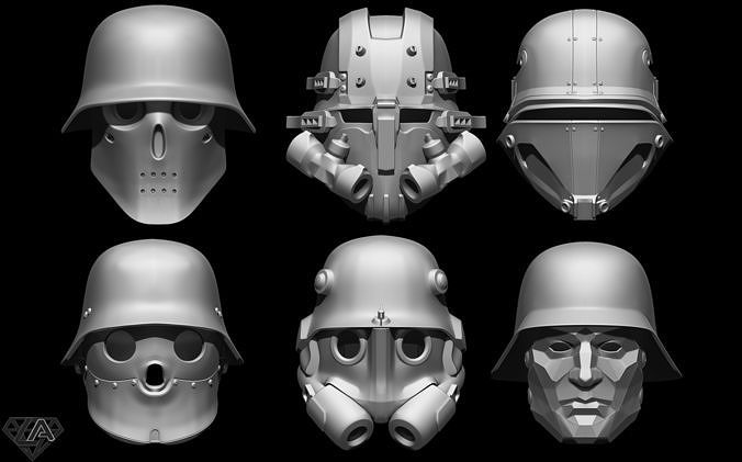 Wolfenstein helmets set 3D print model