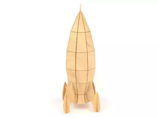 Wooden toy rocket