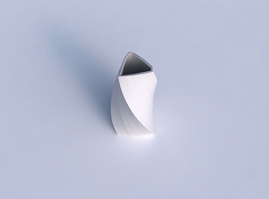 Vase twist triangle with bands uniform vertical 3D print model_1