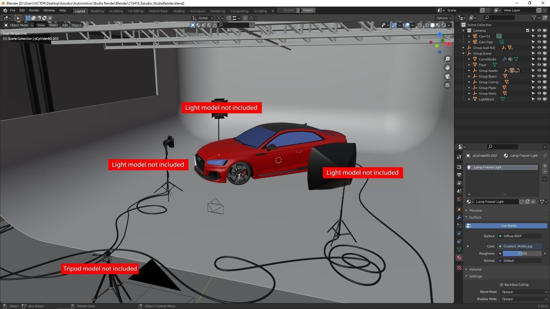 Audi RS5 Coupe - Unreal and Blender Project 3D model_8
