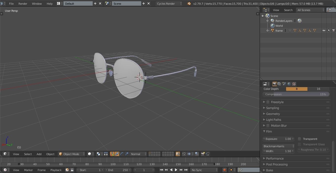 Low-poly eyeglasses model pair of glasses in water Free low-poly 3D model_4