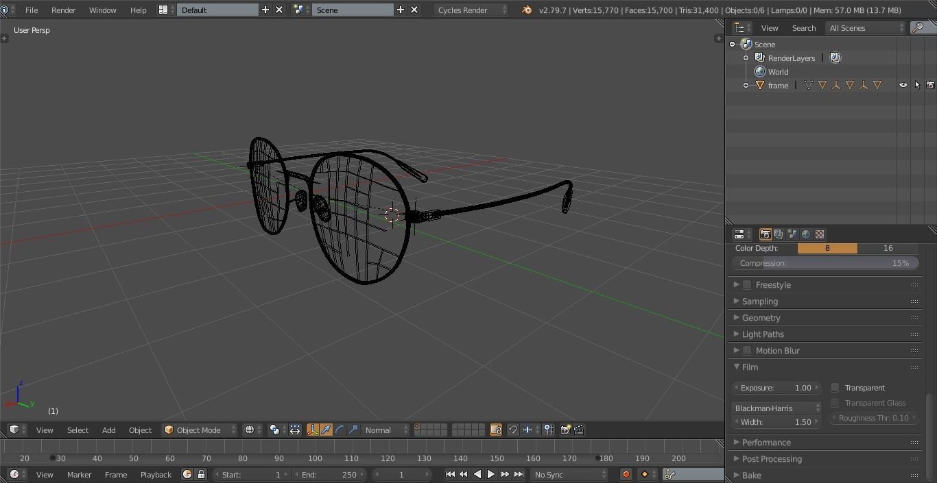 Low-poly eyeglasses model pair of glasses in water Free low-poly 3D model_5