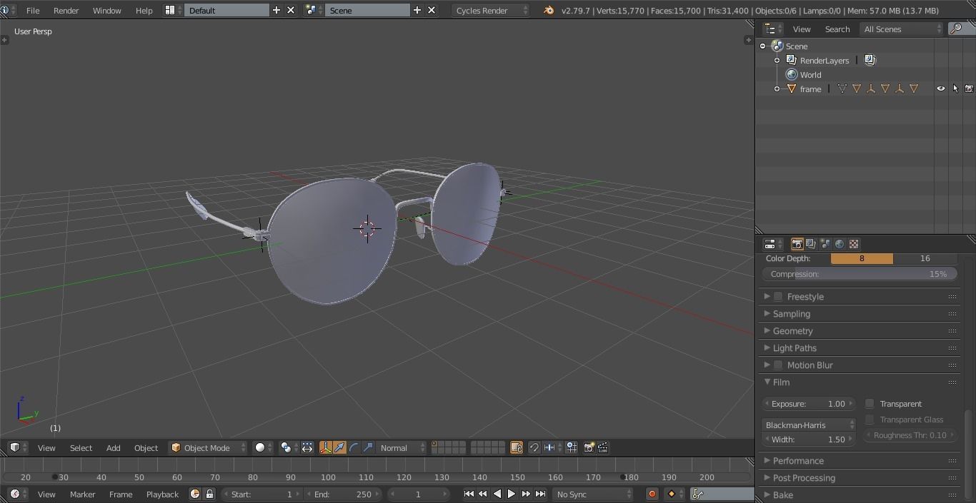 Low-poly eyeglasses model pair of glasses in water Free low-poly 3D model_3