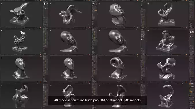 43 modern sculpture huge pack 3d print model  3D Model Collection
