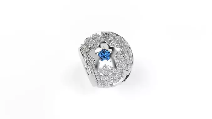 Rounded Charm With Stars and Gems 