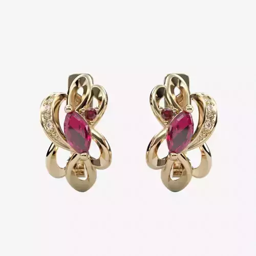 Women earrings with gems CAD 3dm stl