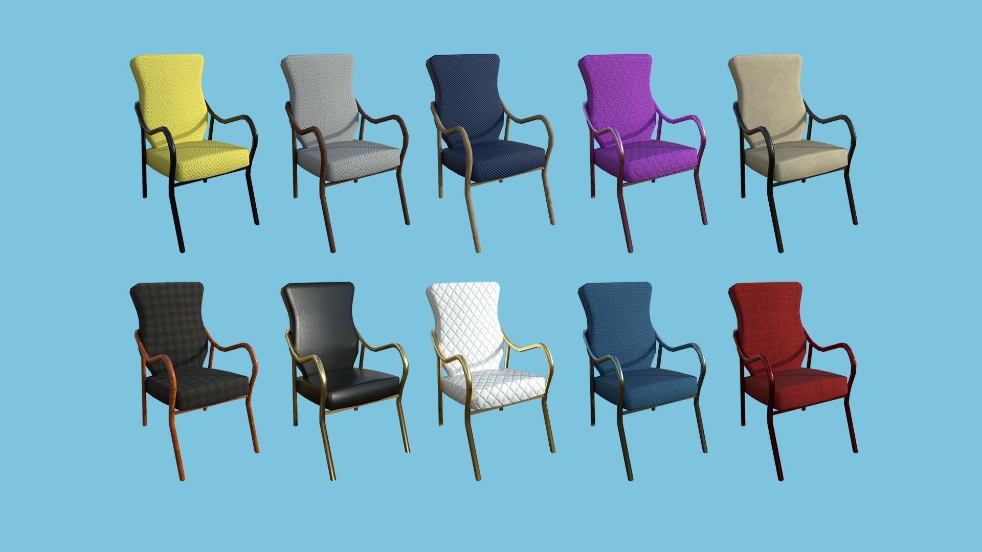94 Armchair Low Poly - Original - Furniture Interior Design 3D Model Collection_14