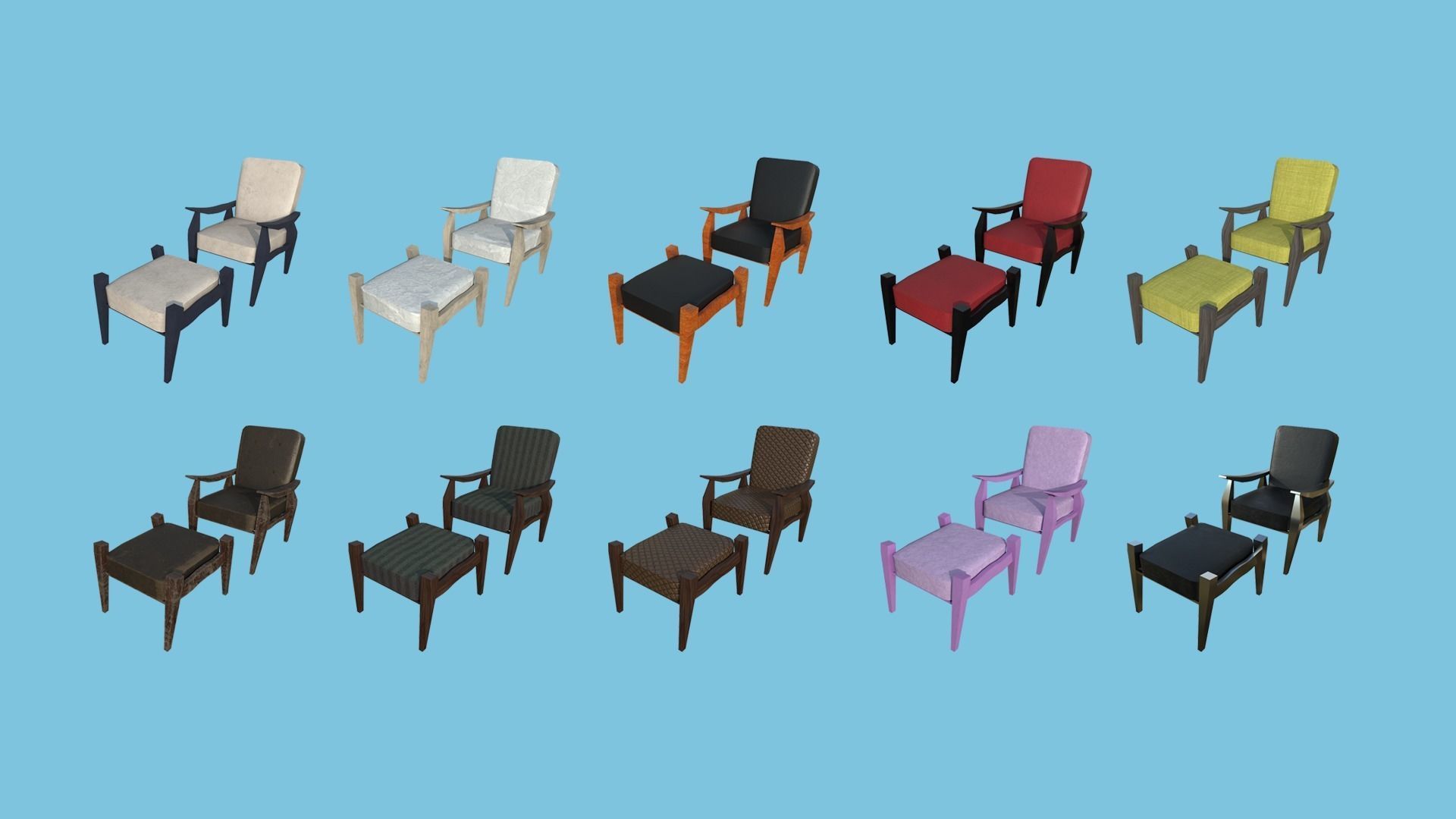 94 Armchair Low Poly - Original - Furniture Interior Design 3D Model Collection_4