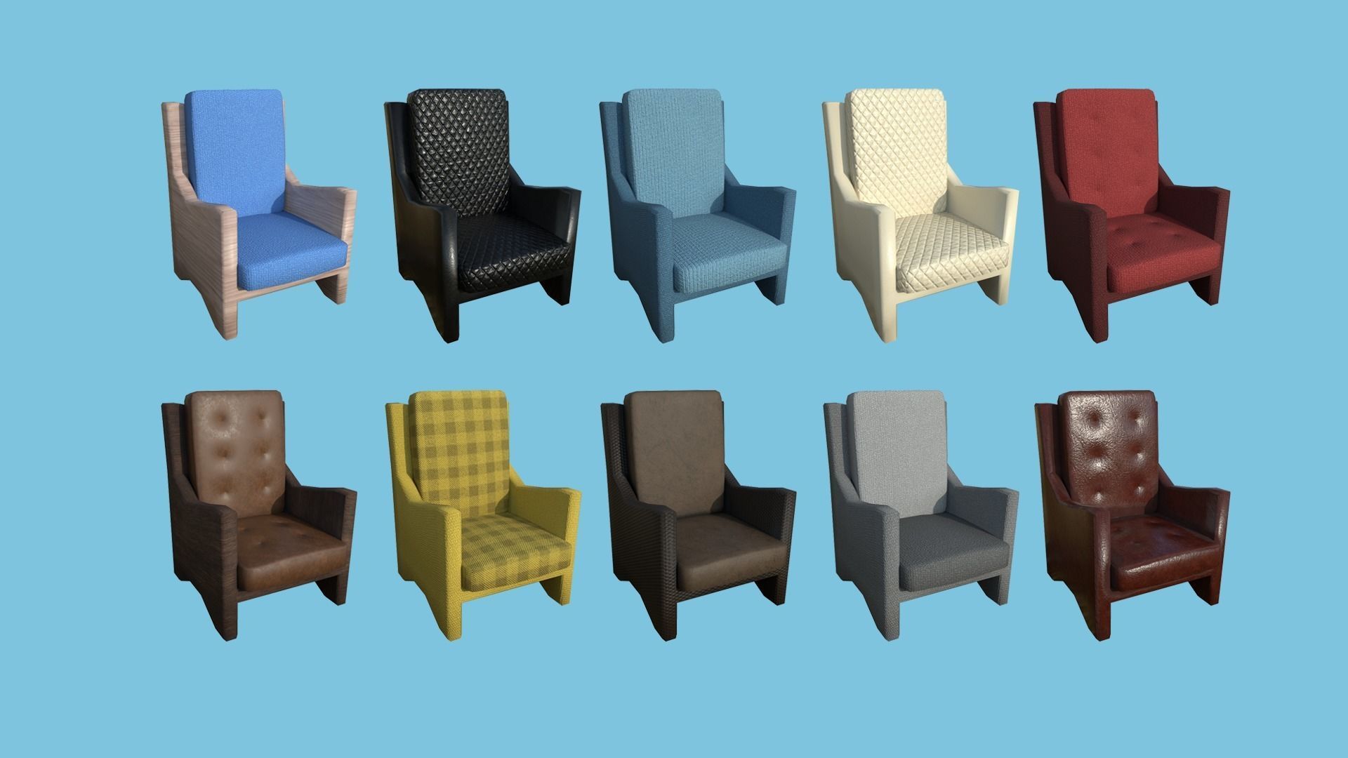 94 Armchair Low Poly - Original - Furniture Interior Design 3D Model Collection_8