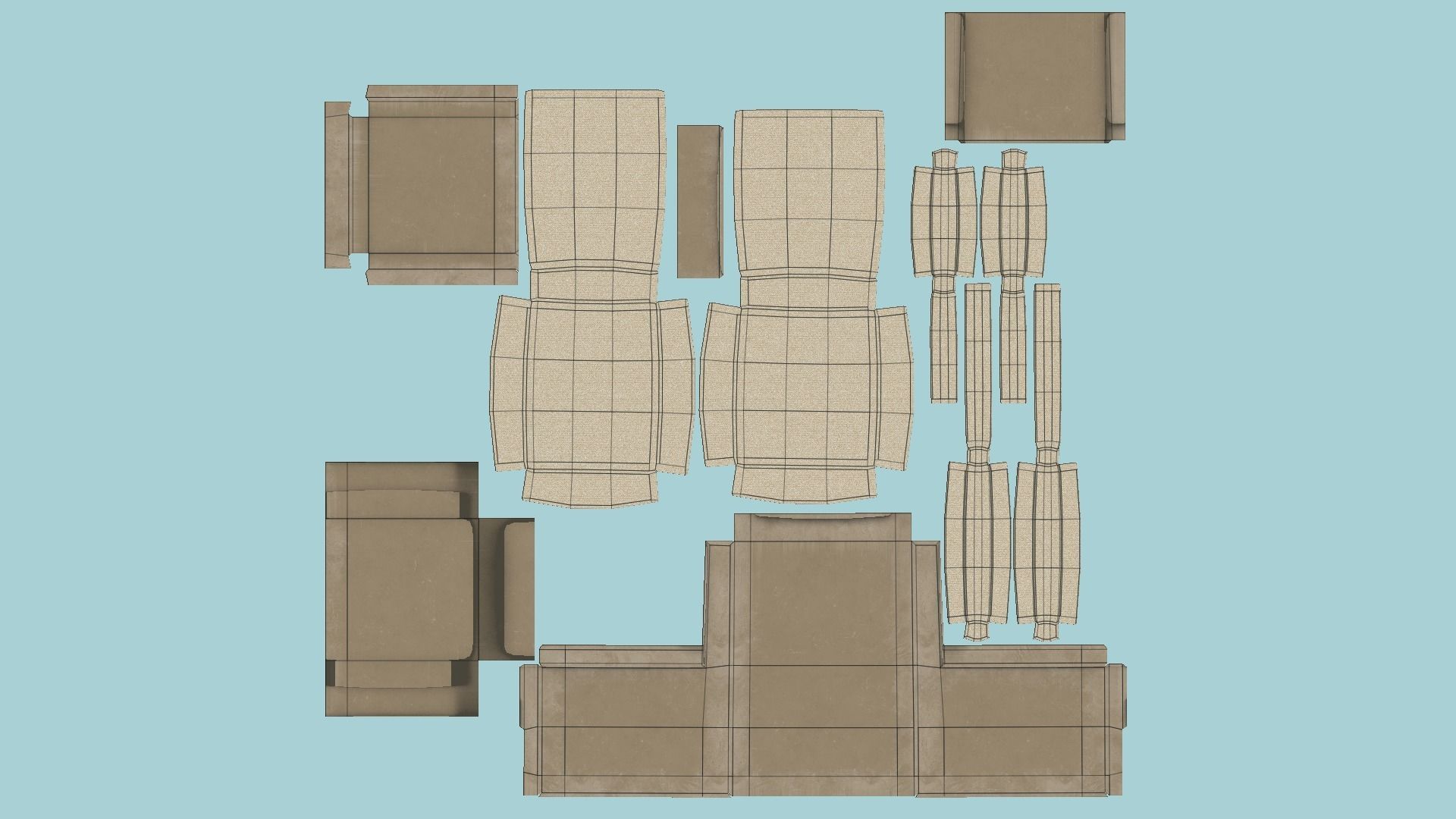 94 Armchair Low Poly - Original - Furniture Interior Design 3D Model Collection_222