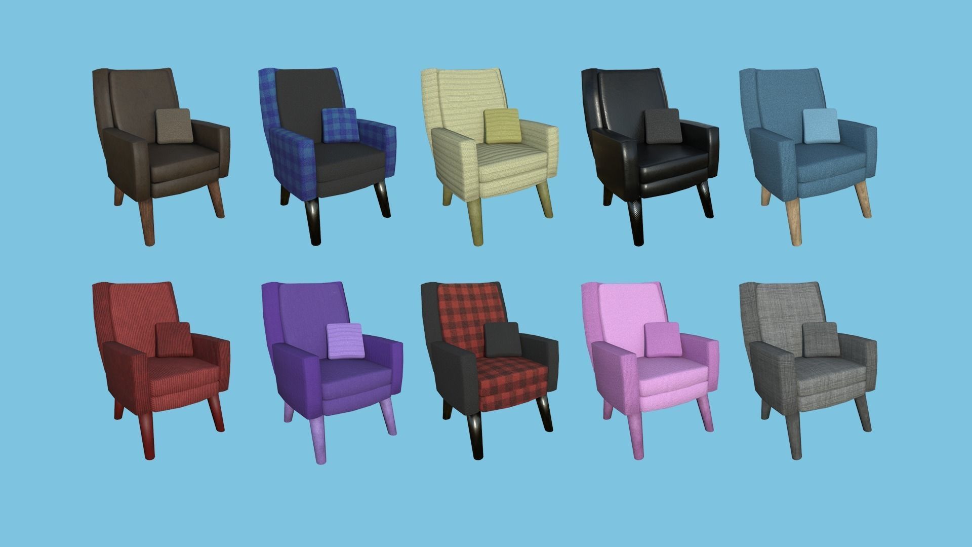 94 Armchair Low Poly - Original - Furniture Interior Design 3D Model Collection_6