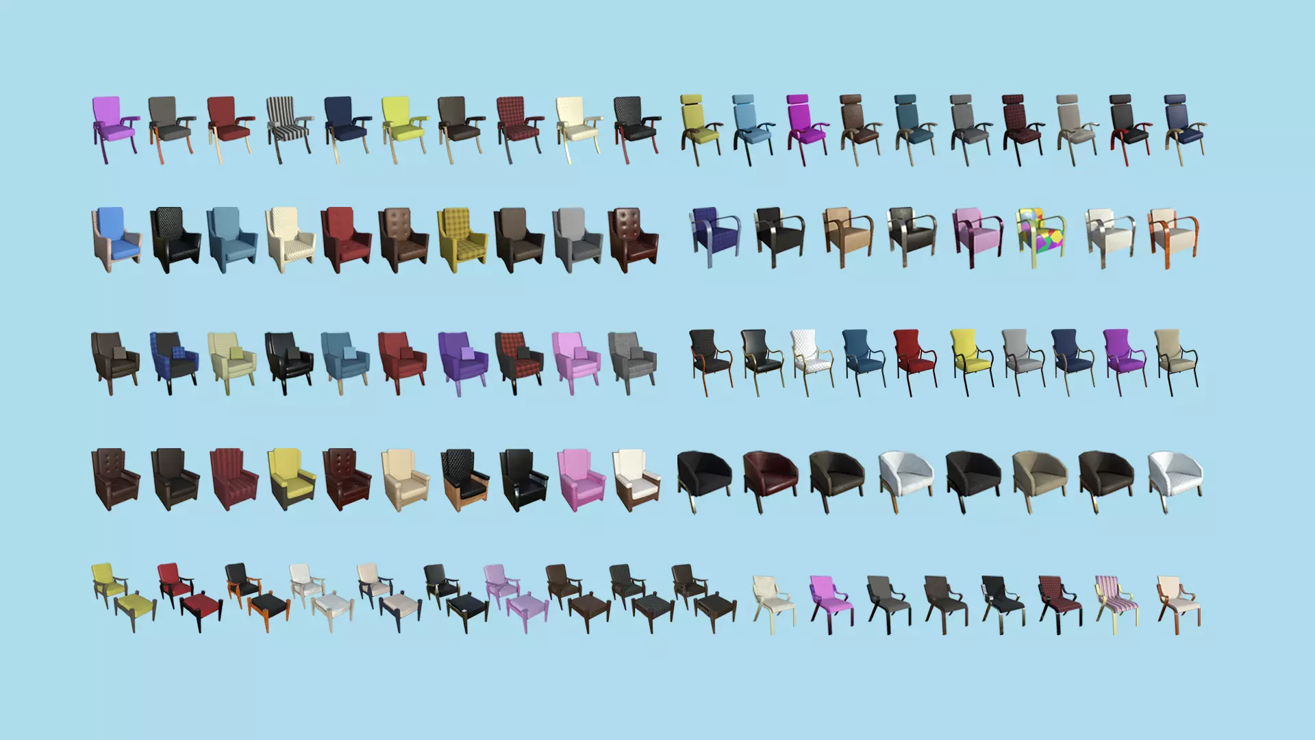 94 Armchair Low Poly - Original - Furniture Interior Design 3D Model Collection_0