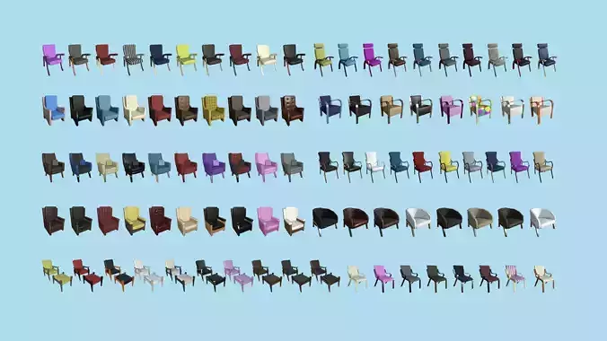 94 Armchair Low Poly - Original - Furniture Interior Design 3D Model Collection