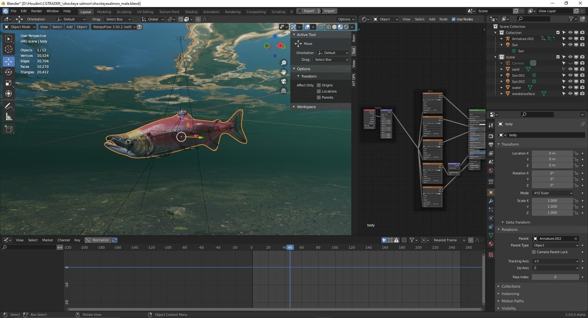 Sockeye Salmon Low-poly 3D model_27