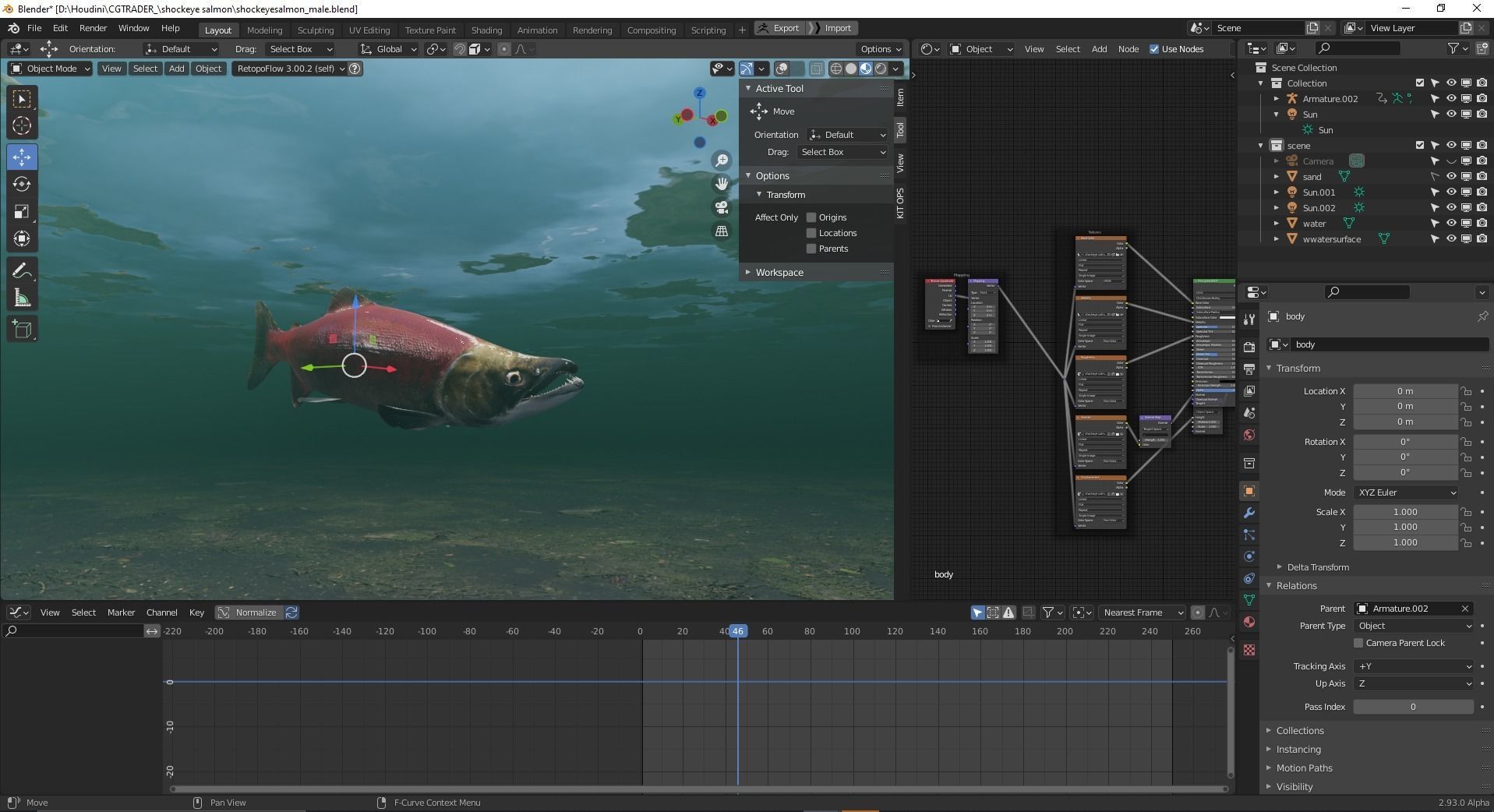 Sockeye Salmon Low-poly 3D model_14