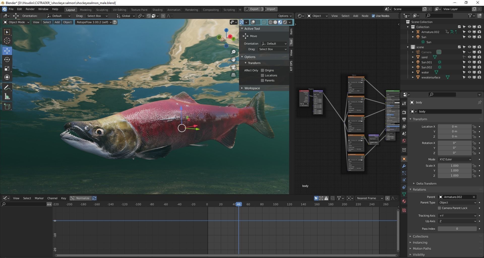 Sockeye Salmon Low-poly 3D model_37