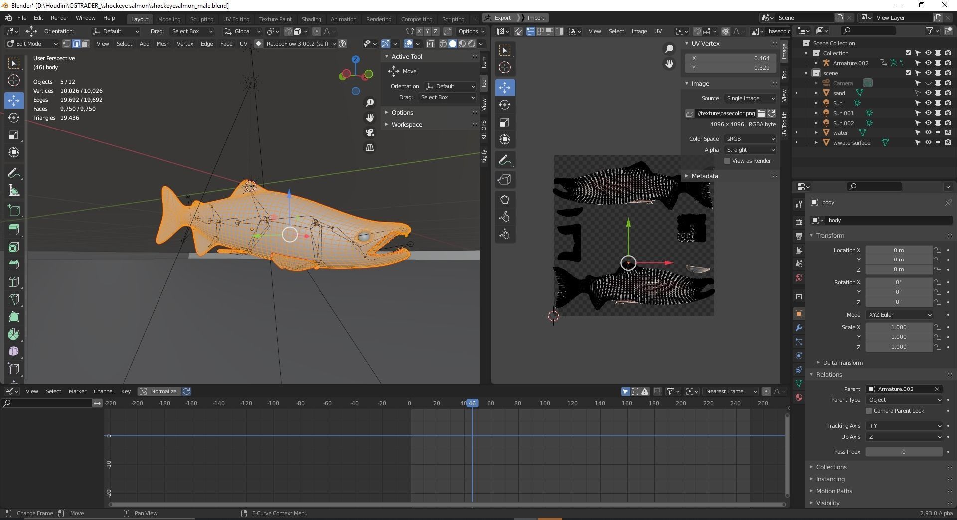 Sockeye Salmon Low-poly 3D model_41