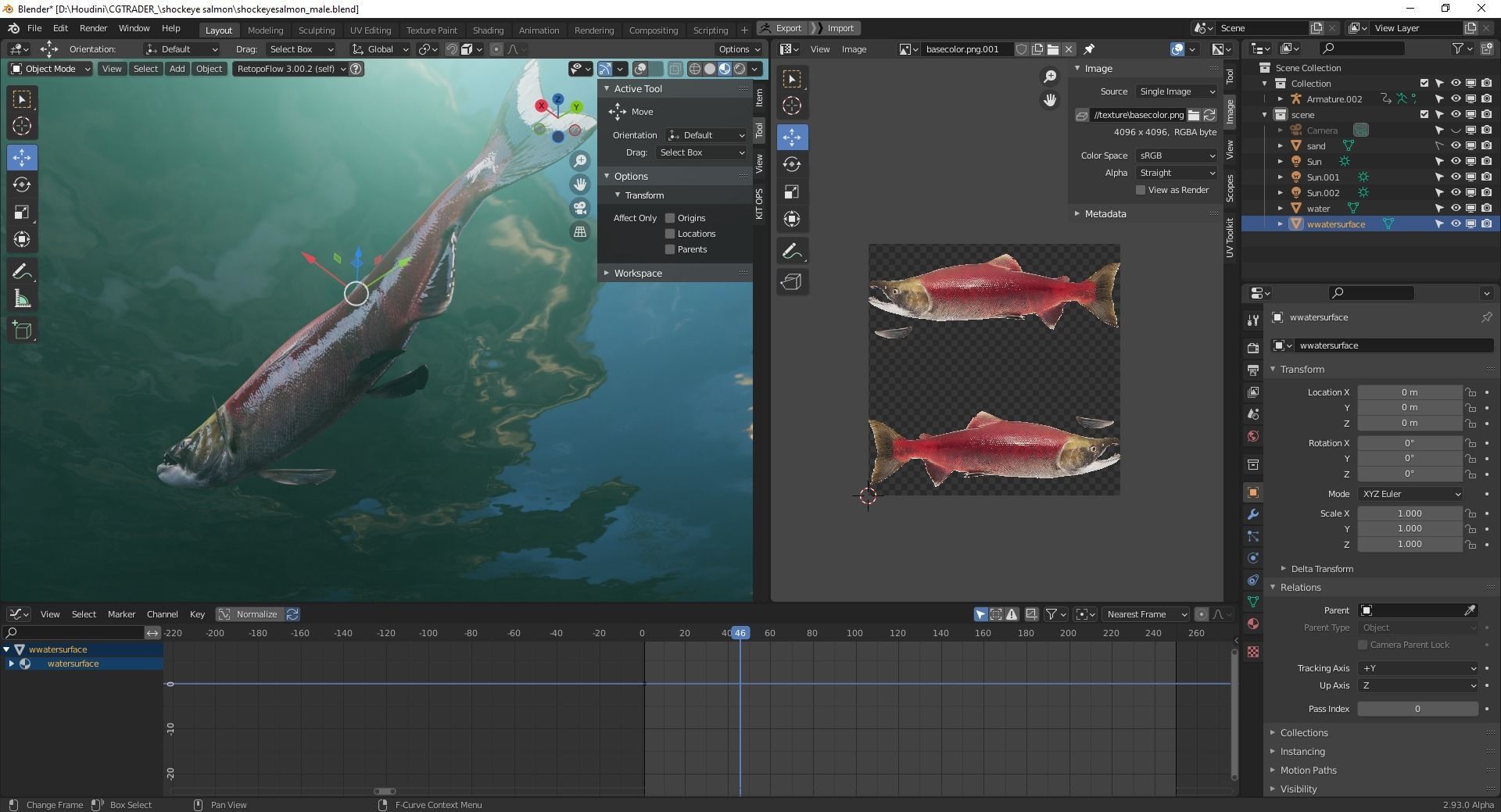 Sockeye Salmon Low-poly 3D model_43