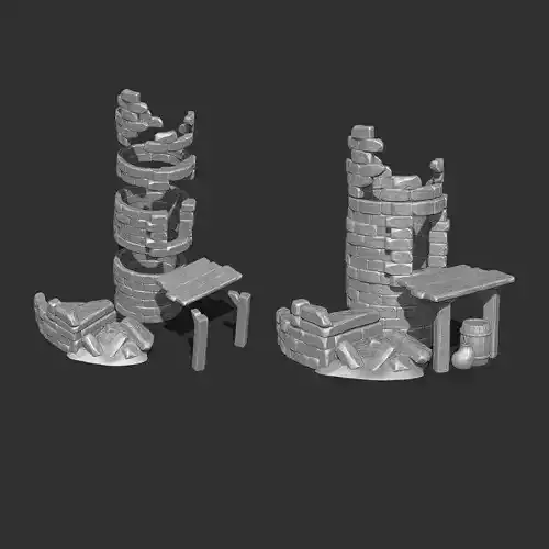 Modular Ruined Tower Set