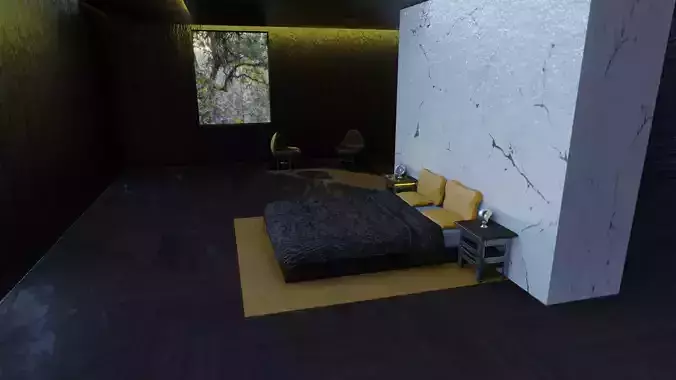 Bed with fluffy blanket