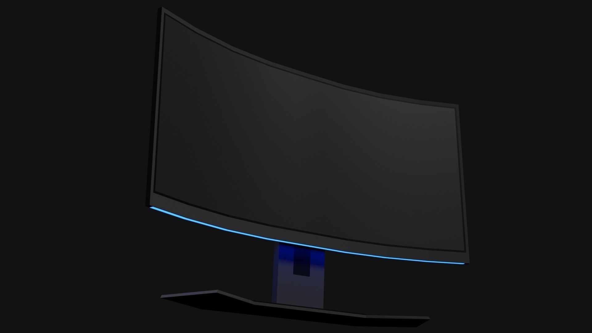 Lowpoly Curved Gaming Monitor Low-poly 3D model_25