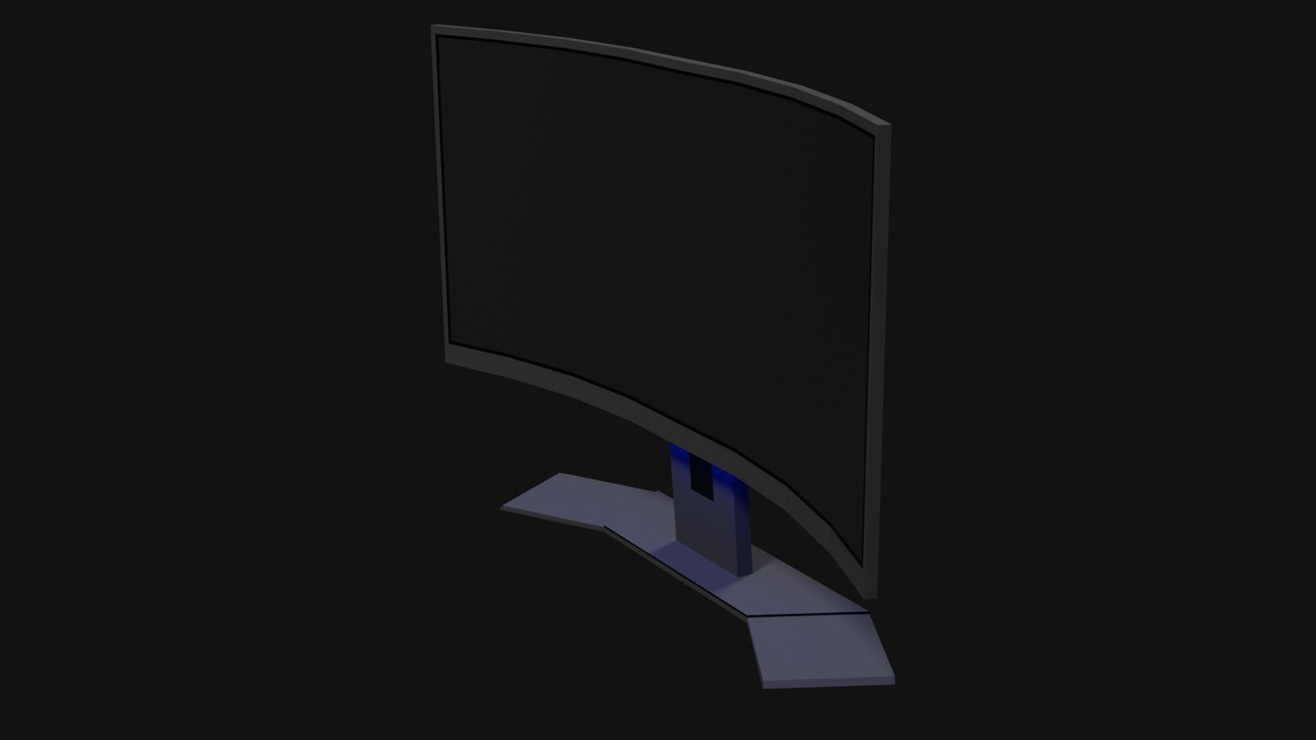 Lowpoly Curved Gaming Monitor Low-poly 3D model_6