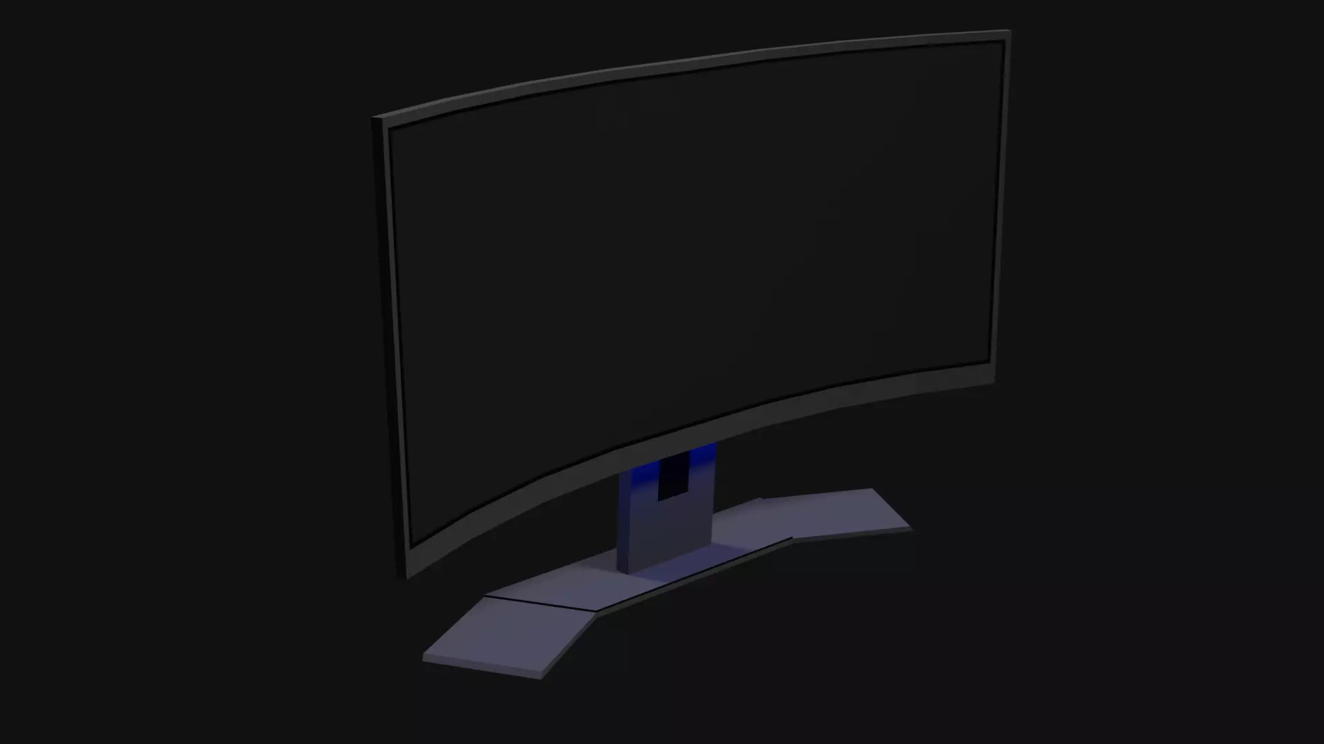 Lowpoly Curved Gaming Monitor Low-poly 3D model_0