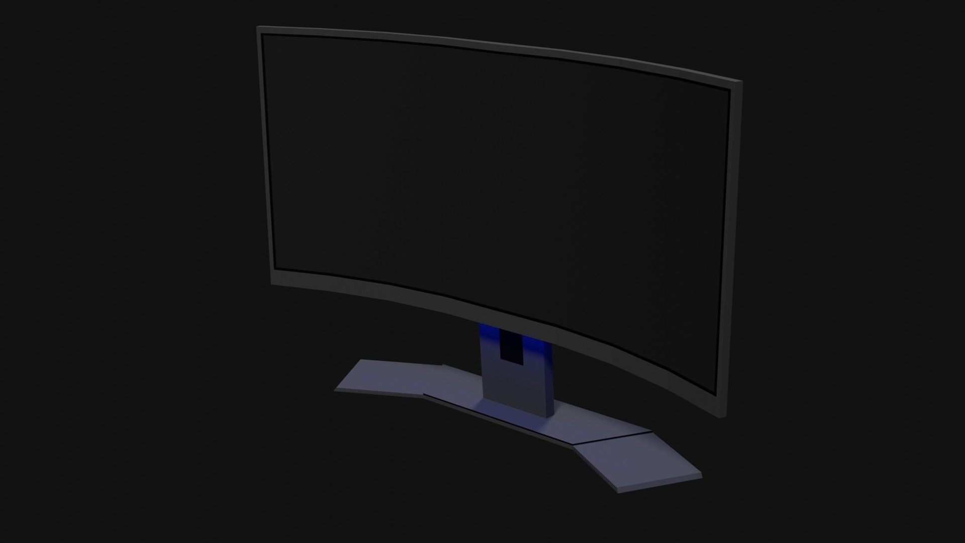 Lowpoly Curved Gaming Monitor Low-poly 3D model_5