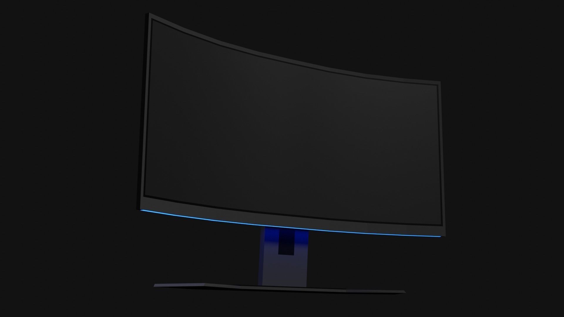 Lowpoly Curved Gaming Monitor Low-poly 3D model_23
