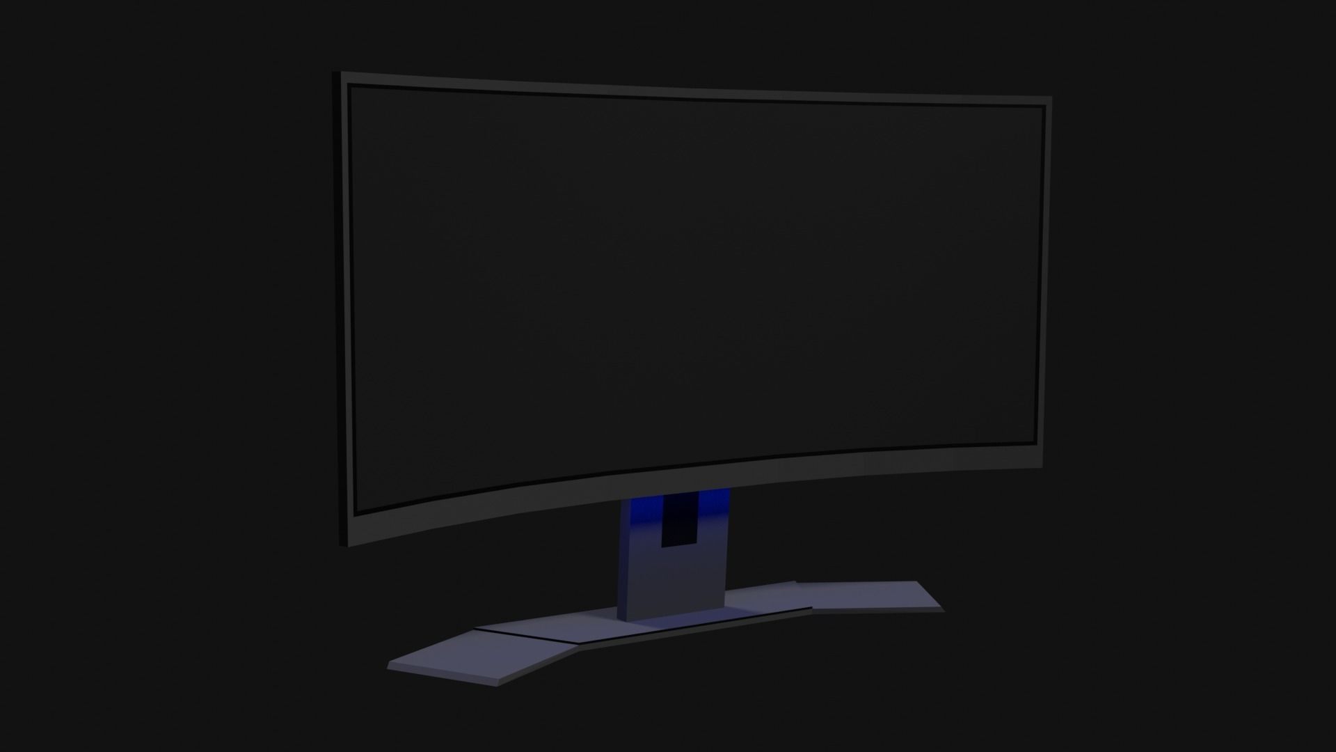 Lowpoly Curved Gaming Monitor Low-poly 3D model_22