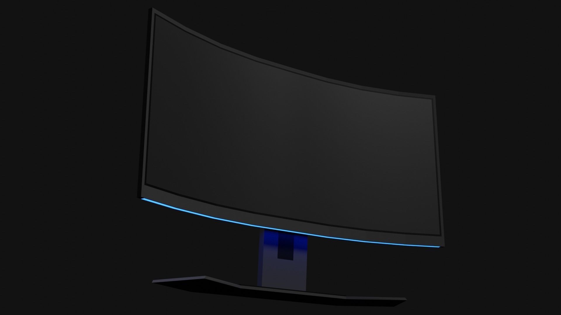 Lowpoly Curved Gaming Monitor Low-poly 3D model_24