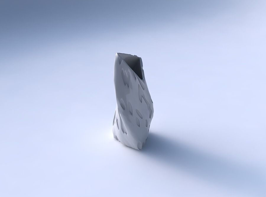 Vase twist tipped triangle with cavities smooth 3D print model_3