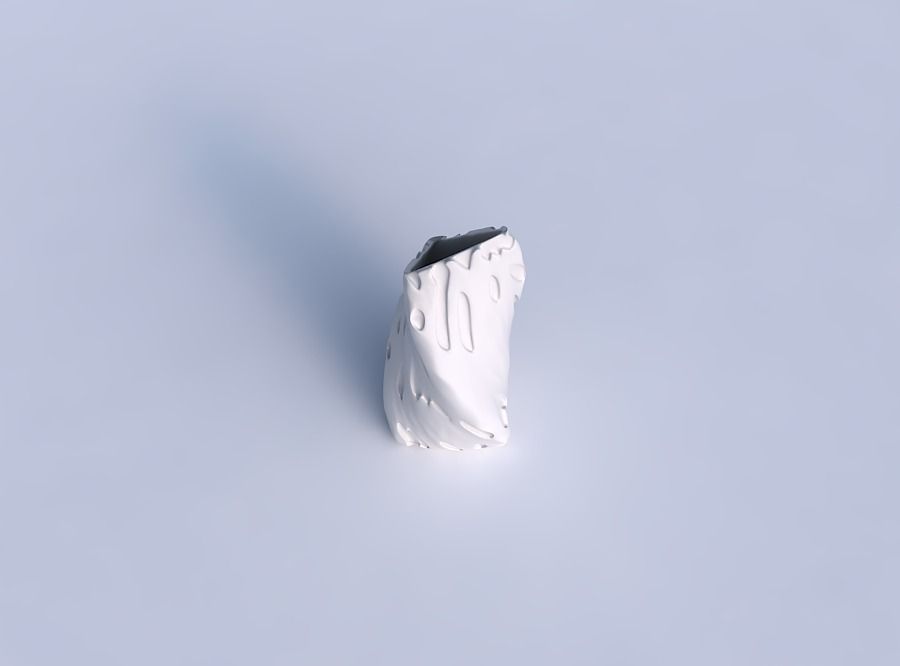 Vase twist tipped triangle with cavities smooth 3D print model_1