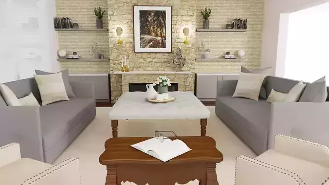 Transitional Living Room Style 3D model