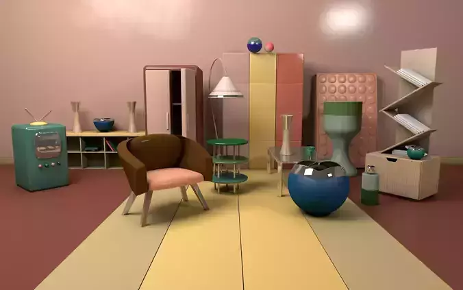 Cartoon Room Interior Elements
