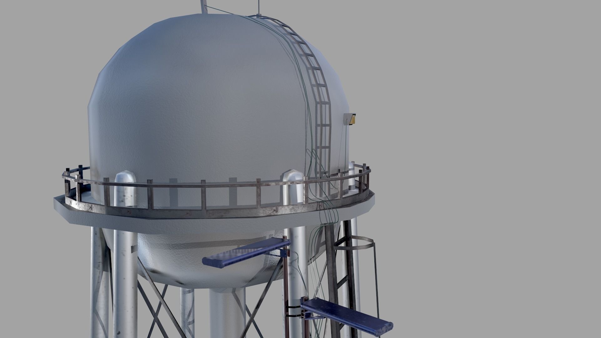 Water Tower  Low-poly 3D model_2