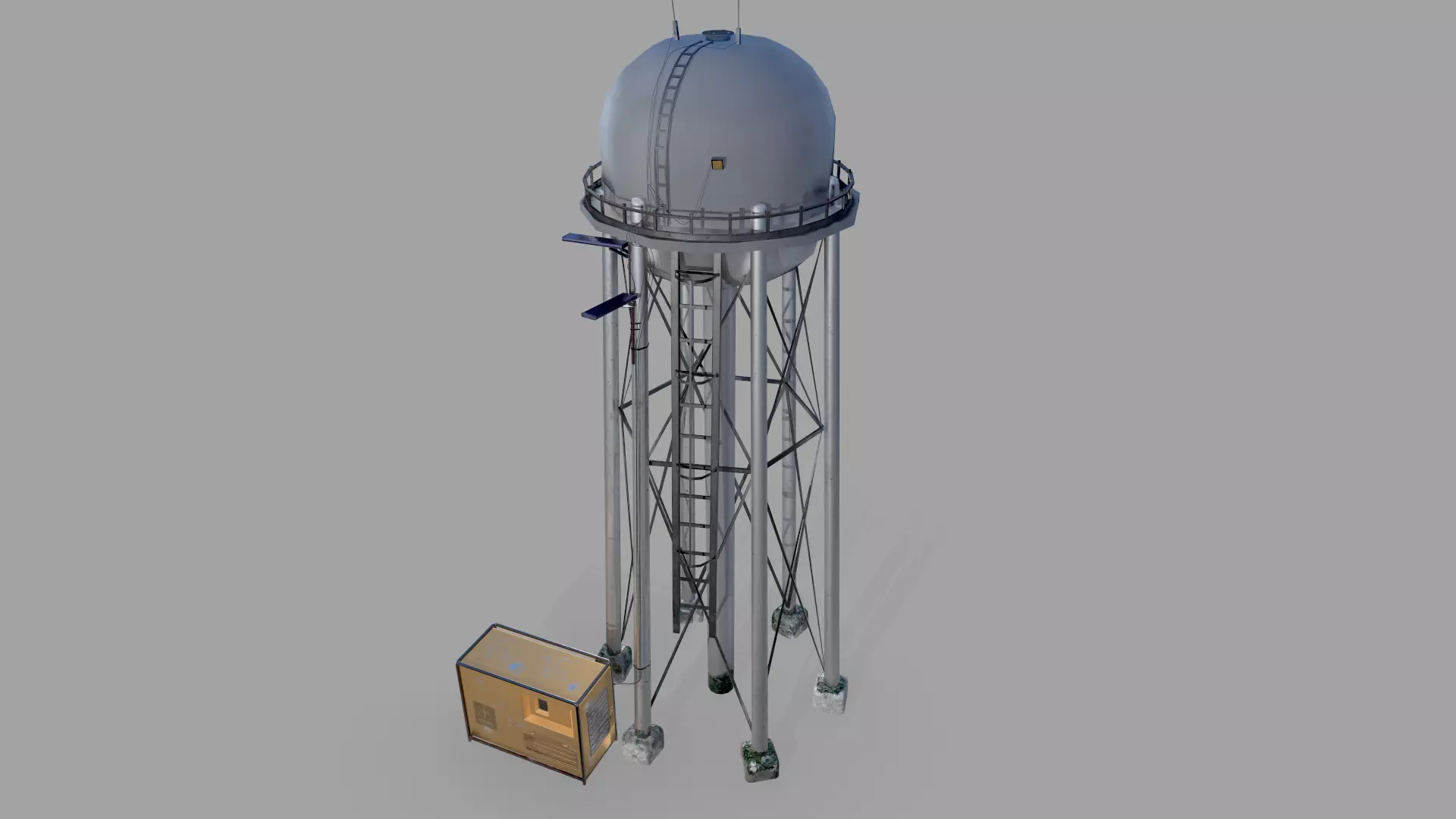Water Tower  Low-poly 3D model_0