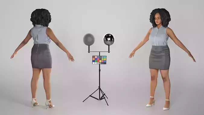 Woman in shirt and leather skirt ready for rigging 281 Low-poly 3D model