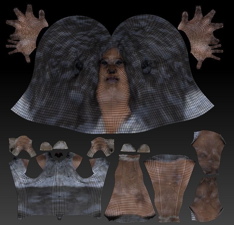 Woman in shirt and leather skirt ready for rigging 281 Low-poly 3D model_7