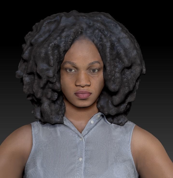 Woman in shirt and leather skirt ready for rigging 281 Low-poly 3D model_6