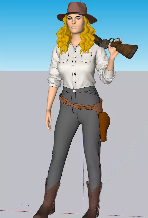 cowgirl holding gun Free 3D model