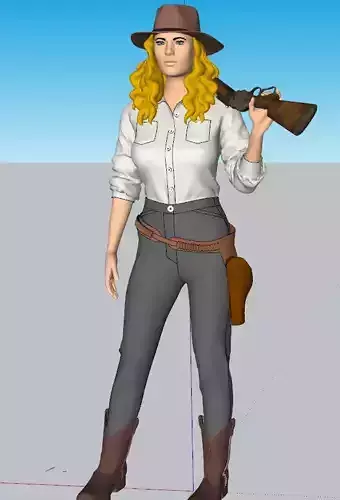 cowgirl holding gun